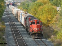 CN L540 with 4131 and 4705 work the east end of the Kitchener yard on the Guelph Subdivision. The crew was building their train for Guelph after a morning run down the Huron Park Spur. 