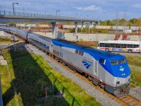 On October 20, 2023, Amtrak 68 has just entered the CN Rouses Point Subdivision and is heading towards New York State.