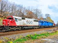 A follow up to an  <a href="https://www.railpictures.ca/?attachment_id=1796">earlier upload,</a> northbound 247 rolls through Locke with a colourful lashup consisting of SOO 6023-CEFX 3155-CEFX 3139-CITX 2790. I'm sure this one hit the FPON forums back in the day.