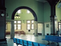 The quiet waiting areas of the Brantford VIA Rail station are seen between passenger trains. 
