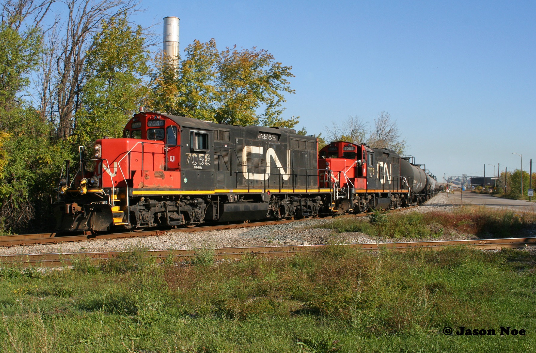 Railpictures.ca Jason Noe Photo CN’s 0700 Job is pictured with GP9RM’s 7058 and 7068 having