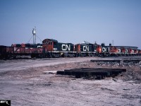 In March 1983, a line of stored S-series units are pictured at the CN roundhouse in London, Ontario. The units included; S-7’s 8223, 8208, 8232, 8221, 8210, 8219, 8218 & 8229. 
<br>
James Booth has a photo of these units being set-off here in October 1982.
<br>
http://www.railpictures.ca/?attachment_id=23622

