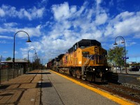 An extra rolls through Dorval Station with UP & NS power (UP 6611 & NS 7635).