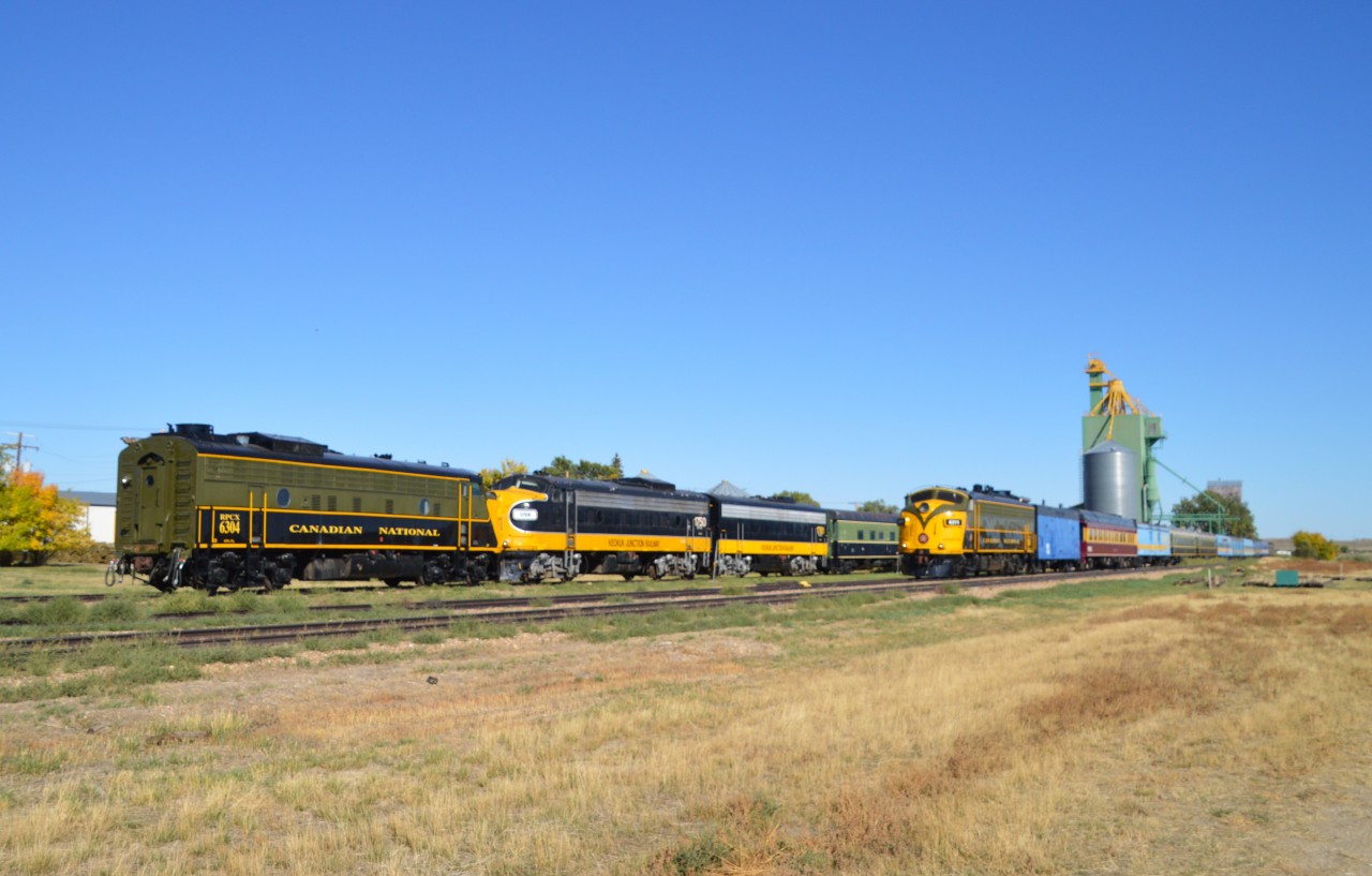 Quite the collection of locomotives and rolling stock to be found at Eastend, a village not far from the US border in SW Saskatchewan.  Apparently the owner wants to get a tourist train up and running. Part of the collection includes former VIA 6304 and 6311, (x-CN/VIA 6509, 6529) KJRY 1750, 1761 (x-AC,VIA) and steam jenny RPCX 15475 along with an impressive set of rolling stock.  The outfit, to operate under the name Eastend Scenic Rail Tours, is not yet up and running as far as I know. My main concern is where they will get the riders from. The area is sparsely populated and rather a long way from anything.