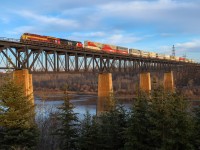  Z 11131 04 soars over the North Saskatchewan River, as they arrive into Edmonton, Alberta. 