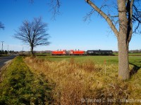 A perfect little branchline train heading to St. Thomas, with a single CP car for Factor Gas. They would add a few more CN cars in St. Thomas before switching out the empties at Factor. The next few weeks are usually when OSR runs weekend extras to ensure farmers have enough propane to dry corn for winter storage.

