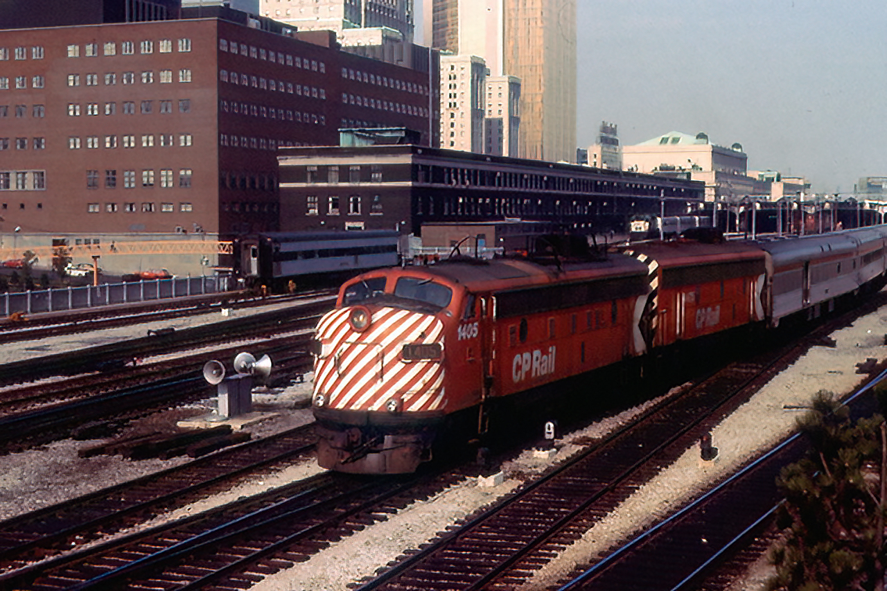 Scanned from a Kodak 110 print, the Toronto Section of the Canadian departs for Sudbury.