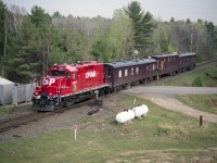 CP's TEC train, led by 8217 is seen heading northward thru Nobel. I recall looking around for something to stand on........but for the life of me cannot remember this nice mound of 'something' was. Followed the train all the way to Cartier, where I think they called it a day. Imaged with 400 ISO Fuji print film in Mamiya 645 camera.