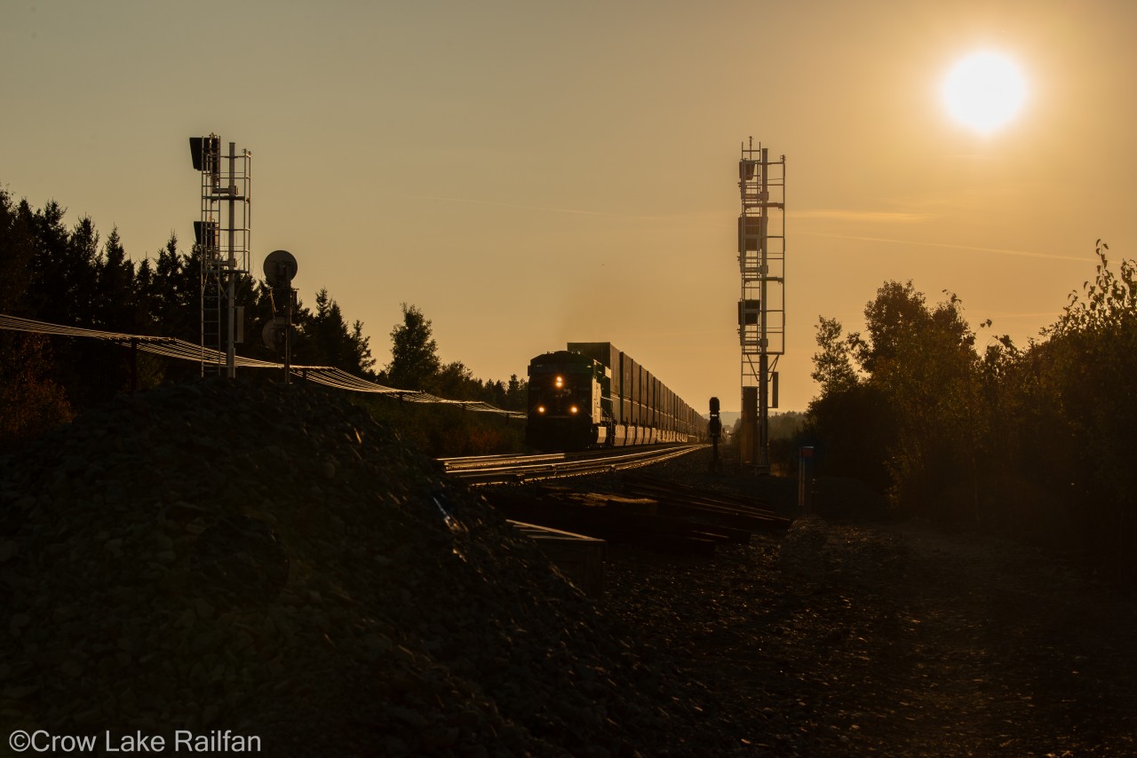 Sudbury Saturday Night
The sun sets on another Sudbury Saturday night as CP train no. 112 highballs past some soon to be replaced searchlights. CP (yes, still CP in my mind) management and crews prefer the new, brighter and more visible LED signals.