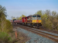 A few days into the CPKC era, CP heritage-painted 7012 leads 236 west after working Hornby.