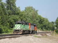 BNSF 2098 is along for the ride as CN 4713 leads L581 running light power eastward on the south track through Copetown at Mile 9.5 Dundas Sub.. Destination maybe Aldershot or Hamilton?


