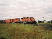 During a fall afternoon, CP SD40-2 6044 and SD40 5541 lead an eastbound through Orrs Lake on the Galt Subdivision.  