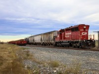 CP 5036 leads B27 north through Blackfalds after meeting the 2816