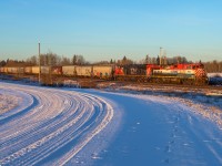 BCOL 4644 rolls through Lindbrook moments after sunrise with a grain train for Humboldt.  