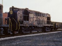 A close up of Norfolk & Western ALCO RS11 317, <a href=https://www.railpictures.ca/?attachment_id=52840>trailing third in the consist</a> of N&W 3666, N&W 2705, N&W 317 on an eastbound at St. Thomas.<br><br><i>Scan and editing by Jacob Patterson.</i>