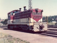 TH&B 53 basks in the sunshine on a beautiful summer day in 1974 at the TH&B Aberdeen Avenue Yard in Hamilton, ON.