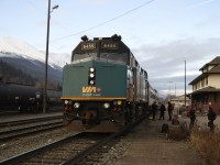 <b> The Skeena </b>
VIA 6455 is heading up VIA #6 The Skeena on its return trip from Prince Rupert, BC to Jasper, AB and is stopped at the station in Smithers, BC for a headend crew change. <br>
The headend and on-board crews were exceptionally friendly during my entire trip from Jasper to Prince Rupert and return. Being able to walk the entire length of station platforms along the way for head and tail end shots was great. <br>
Hours of daylight were short, and the mountain weather was not always cooperative, but I managed to snag a number of interesting pics on both directions of my journey. <br>
I will definitely take this trip again in the not-too-distant future, in mid-summer when the daylight hours are much longer. :-)