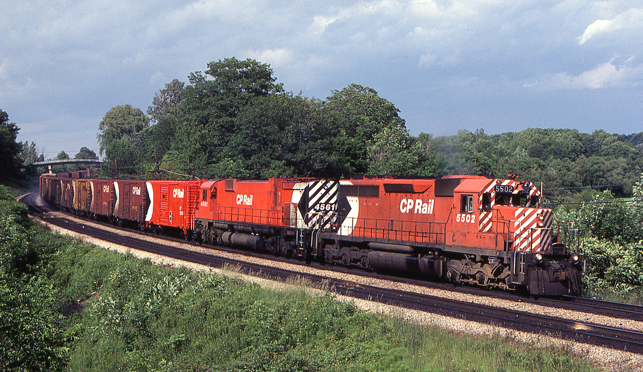 CP 5502 is approaching Bayview Junction, Ontario on June 20, 1980.