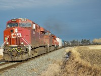 CPKC's train B81, local transfer from Scotford to Edmonton makes it's way westbound through rural Strathcona County.