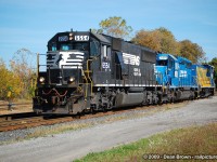 NS 369 with NS SD60 6554, PRR SD40-2 3419, and Port of Montreal RP20BD 1001 in Fort Erie, ON on Oct 2009.