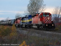 CP 646 with CP SD40-2 5872, DME SD40-2 6366, and CP SD40-2 5727 at Mile 19.62 on the CP Hamilton Sub.