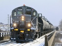 GIO Rails roster has changed a fair bit the last few years, including the arrival of a few units from Lambton Diesel. This former CN slug set certainly adds some variety to the railroad and gets to stretch its legs a lot in the Niagara region. Here the motive power set is busy sorting tank cars on the long bridge that once spanned the Canada Southern ( now operated by CPKC ) the tank car yards in the background was once part of the shared CN/NS intermodal yard.  