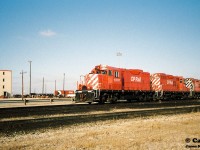 A set of units is viewed taking a break from working the hump at CP’s Toronto Yard in Scarborough, Ontario. The unit’s included CP GP7u 1501, GP9u 1537 and another 1500-series GP9u. 