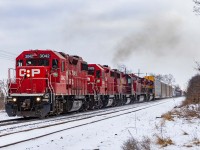 And the littlest will save them all. When lead unit 8126 failed on the hill, H72 came to the rescue. 3 non-turbocharged 645's sounded wonderful flying through the west end of Orrs Lake.