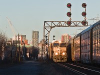 I have a question for those of you who know Ontario's track record on foreign power: When was the last time an executive mac led a CP/CPKC 100 series intermodal train? Well, now it has been 0 days since the last incident. BNSF 9783 went against the odds to lead 134 after trailing on 135 with stacks to Detroit on the 22nd. Somehow they never bothered to use the wye (Windsor crews would pay the price as they had complained to RTC about 9783's toilet not working) and it survived opportunities for power swapping in Wolverton and London. Their crawl on the Galt helped greatly to get some sucker holes here at Howland, losing a train race against a certain autorack local.