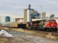 While Peel is not the most scenic location it is a new spot for me and one that provides a wide angle the most other locations in the area. Up until today CN’s two military units have  eluded me. Thankfully a post yesterday of 3015 in the Niagara region bumped up the odds of a return to Toronto today, and the 100 unit was a bonus. Here CN 422 with a nice and clean 3015 rolls through Peel with an industrial backdrop. 