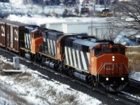 In the day, outside of the Lasers, 392-393 were as hot as trains got between Montreal and Sarnia. This, it was not a shock, but a really pleasant surprise to have this encounter with 9900; a new SD60....technically SD60F stretching its legs before CN eventually placed a confirming order that became the 5500's