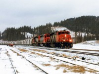 Inland Cement stone loads head north, before heading east to Edmonton. The Mountain Park Sub gets progressively more scenic as you head south to Cadomin, and the Luscar spur; now closed with its near 3% grade.