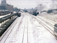 Spending most of the morning following the CNR 6218, here my father catches the train leaving Union station on it's way to the CNR Guelph sub for a day excursion. Taken from my fathers collection.