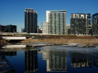 Non-wrapped VIA 901 leads VIA 63 past the Peel Basin.