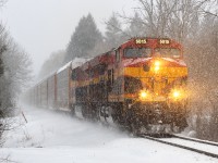 Every once in a while, CP does something really remarkable. I heard an eastbound cleared out of Wolverton on the scanner but couldn't make out the number. "Sure, let's try", and out the door I went. I have no idea how it happened but this pair of KCS Belle's had snuck through to Windsor unnoticed and had snuck halfway back to Toronto overnight. You just never know what might show up these days; especially with all the KCS trailing units and inconsistency of the need to go to Detroit where the power is wyed. If it doesn't go CP can provide some pretty interesting lead units. 