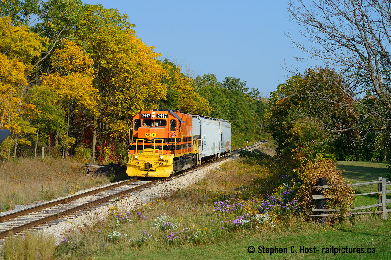 I enjoy the changing of the seasons when summer turns to fall, in late September, not only do you get foliage changing colour into the yellows and reds, the last wildflowers bloom purple. Insert the oranges of G&W in a bucolic rural scene in Arkell, Ontario on a beautiful early fall day. Since GEXR took over for OSR in August 2020 GJR has continued to set record carloadings since the Goderich Sub was abandoned to Goderich in '88. 2023 should be a banner year with over 5000 cars/year handled. I had thought that perhaps the Salt Mine in Goderich gave CP considerable traffic, but based on the Data from the 1980's prior to abandonment to Goderich tells me perhaps GJR has achieved all time carloadings in recent years. This will be hard to prove without more data - further research or comments are welcome - add it below if you have any please!