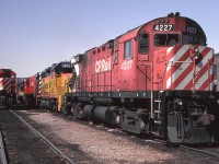 CP 4227 is in Hamilton, Ontario on March 26, 1984.