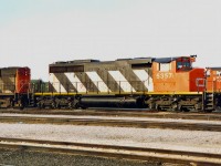 The second CN SD40-2 I ever saw, and IMHO, still by a wide margin, the best-looking locomotive I've ever seen. There is just something about the balance. It has no bad or ugly angles and that cab was perfection. Too bad it was lost to what appears to be cost cutting. Sitting on the shop tracks with an RS18 trailing....when anything was possible. 