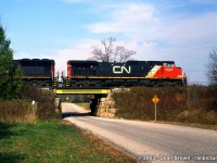 CN 390 crossed over the Subway Line Rd at Blain back in 2003.