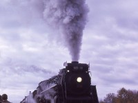 One of the many Upper Canada Railway Society fan trips with the 6218 begins to pull away from Uxbridge, Ontario.
The 6218 put on a great show for everyone.  