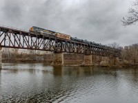 Being the first time one of the new CSX heritage units had entered Canada most people along the Windsor, Galt and Belleville subdivisions were planning to catch and document them however somebody in Oshawa had other ideas, deciding to dump a bunch of black paint on the nose and side of the unit while it was sitting in a siding overnight.