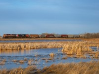 BCOL 4642 and CN 2522 bring G 84741 15 across the Alberta prairie. 