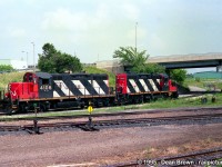 Captured CN GP9RM 4106 and CN GP9RM 4136 at Niagara Falls Yard when the yard was still active.