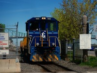 Port of Montreal power is backing up after crossing over at the west end of Port of Montreal trackage.
