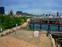 CN 500 is leaving the Port of Montreal with baretables up front and CN 4940 & CN 4935 for power.