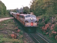 The Canadian, Otter Lake Road crossing, just south of Parry Sound ON, May 24, 1971