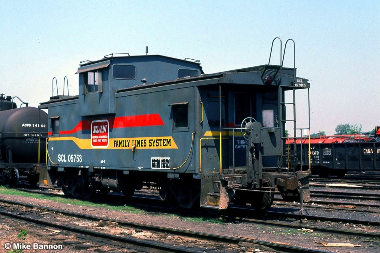 A Family Lines SCL Van sitting in Aberdeen Yard after coming off a Florida phosphate train on the TH&B.
No doubt going to the Port Maitland TH&B yard there.