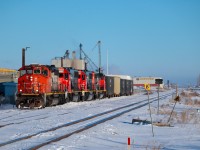 CN 1430 Yard Job works industrial Regina. Four locomotives for such a job is overkill, but makes for quite a unique consist to shoot.