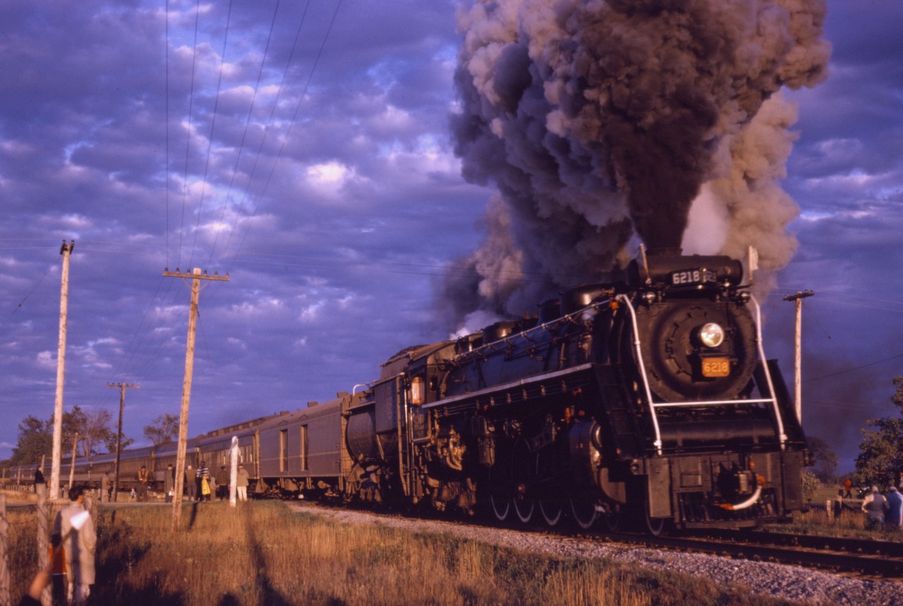 Well, it's been quite a weekend. Yesterday (Saturday) there was a Toronto-London excursion with the 6218 and,  today (Sunday), a Toronto-Lindsay-Haliburton excursion with the 6218 as far as Lindsay and a pair of GMD1 taking the train into Haliburton. One last shot on the return trip...somewhere on the Uxbridge sub--can one of our members identify the location?