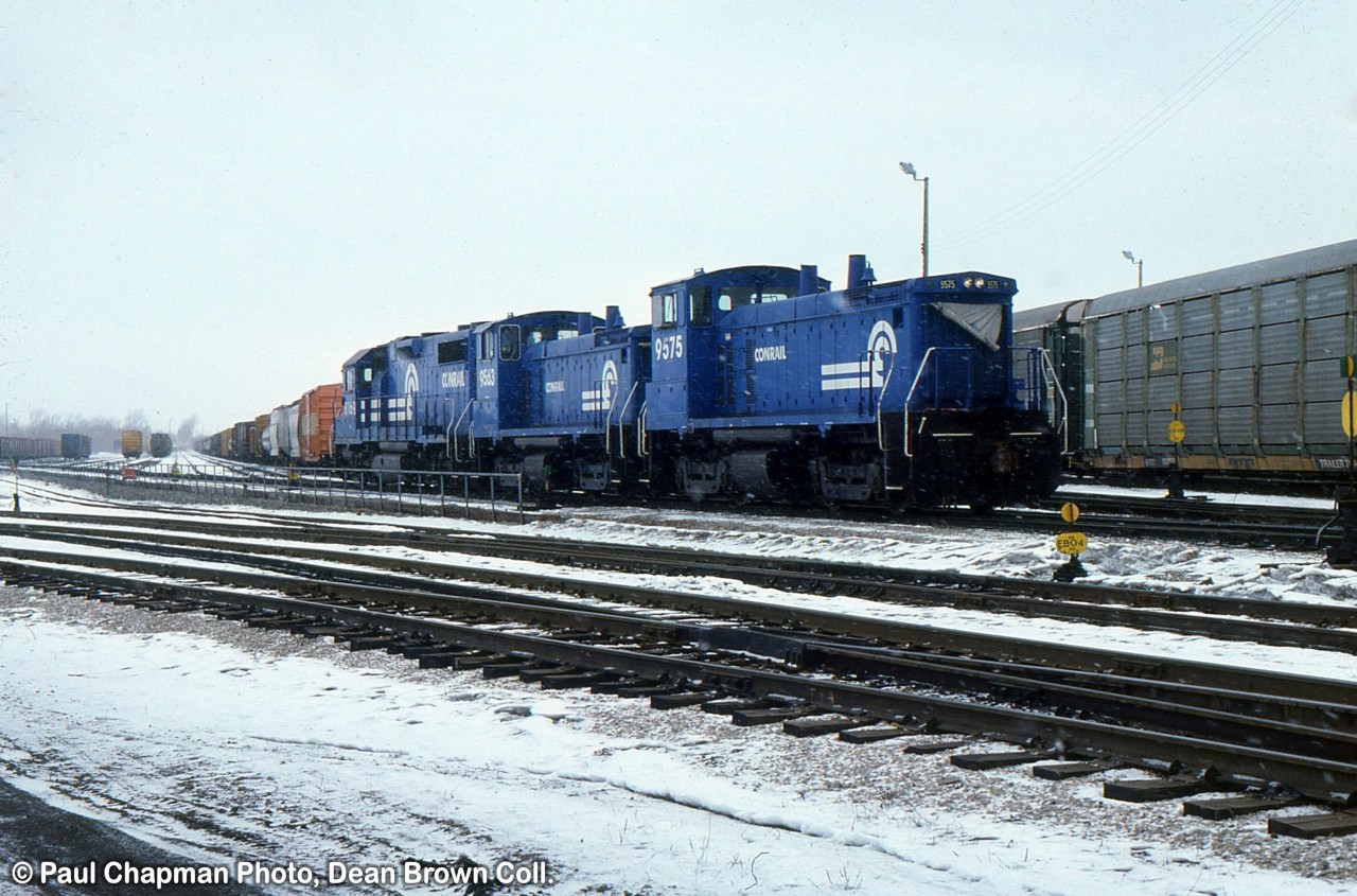 CR SW1500 9595, CR SW1500 9563, and CR GP38-2 8169 seen in Fort Erie Yard.